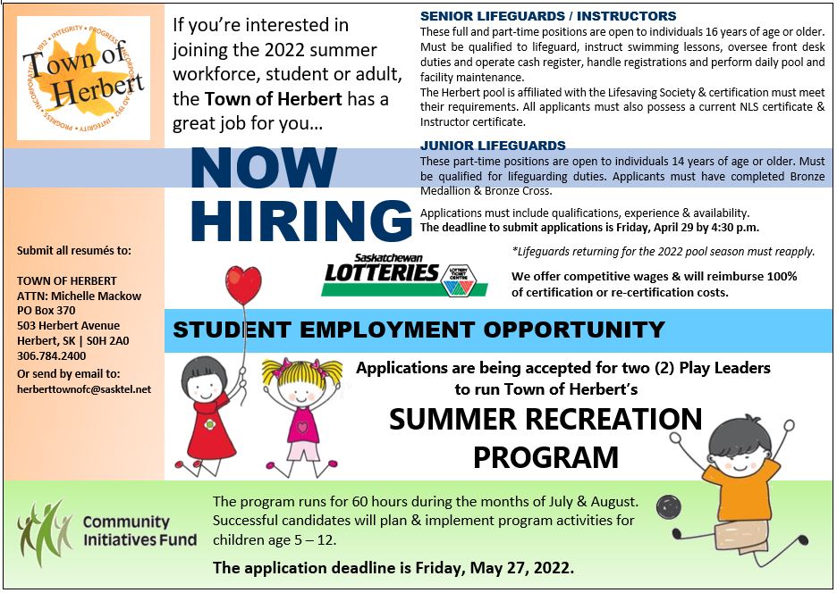 2022 Lifeguard and Summer Rec Employment Ad